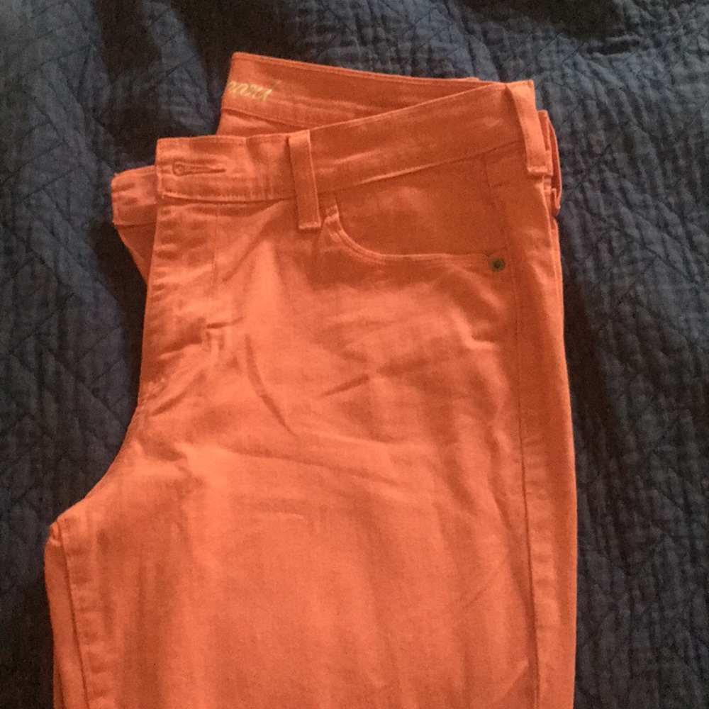 Coral color ankle jeans